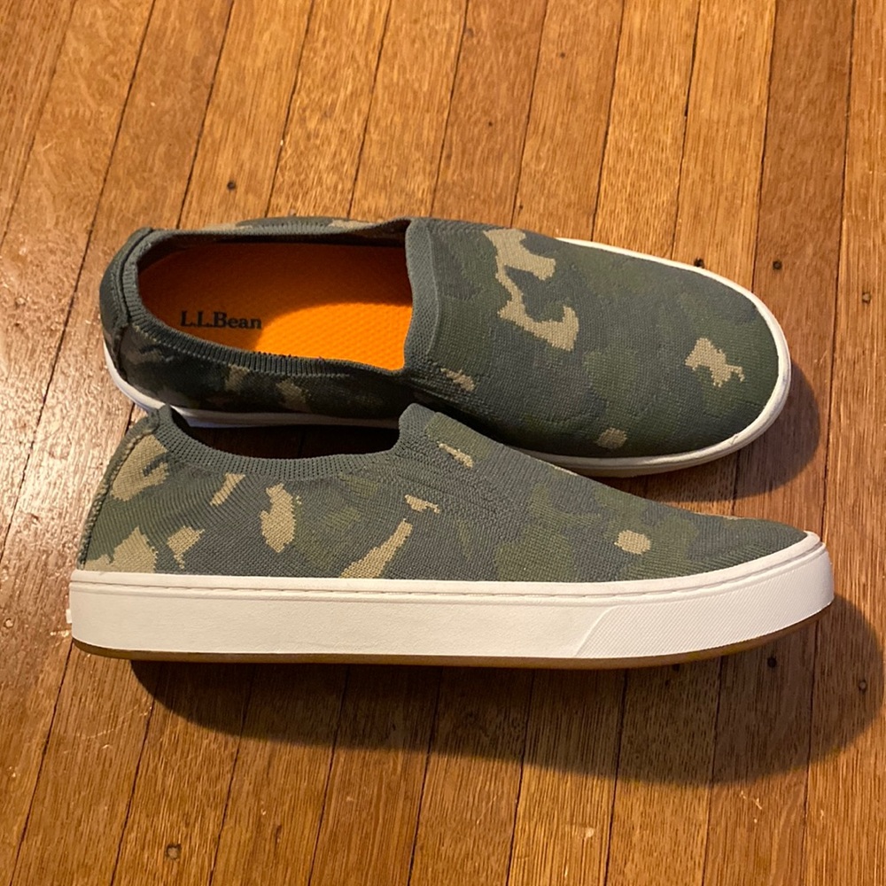 NO CAMO CAP? L.L. Bean Women’s Eco Bay Knit Shoes in Deep Moss Camo - size 7
